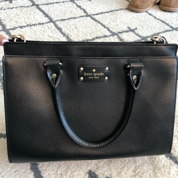 kate spade Handbags - kate spade new york black leather shoulder bag
